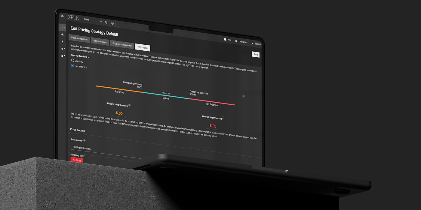 Screenshot of XPLN's MARGIN MAXIMIZER Pricing Strategy Settings